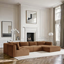  Manufacturer Color_Saddle -- Shaggy 145" Saddle Corduroy Performance Fabric Upholstered 5 pc Modular Sectional IMAGE 2