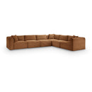  Manufacturer Color_Saddle -- Shaggy 140" Saddle Corduroy Performance Fabric Upholstered 6 pc Modular Sectional IMAGE 1