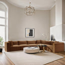  Manufacturer Color_Saddle -- Shaggy 140" Saddle Corduroy Performance Fabric Upholstered 6 pc Modular Sectional IMAGE 2