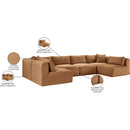  Manufacturer Color_Saddle -- Shaggy 140" Saddle Corduroy Performance Fabric Upholstered 6 pc Modular Sectional IMAGE 13