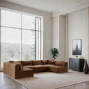  Manufacturer Color_Saddle -- Shaggy 140" Saddle Corduroy Performance Fabric Upholstered 6 pc Modular Sectional IMAGE 2