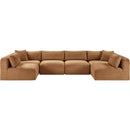  Manufacturer Color_Saddle -- Shaggy 140" Saddle Corduroy Performance Fabric Upholstered 6 pc Modular Sectional IMAGE 3