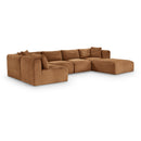  Manufacturer Color_Saddle -- Shaggy 140" Saddle Corduroy Performance Fabric Upholstered 6 pc Modular Sectional IMAGE 1