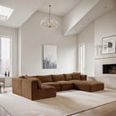 Manufacturer Color_Saddle -- Shaggy 140" Saddle Corduroy Performance Fabric Upholstered 6 pc Modular Sectional IMAGE 2