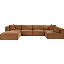  Manufacturer Color_Saddle -- Shaggy 140" Saddle Corduroy Performance Fabric Upholstered 6 pc Modular Sectional IMAGE 3