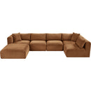  Manufacturer Color_Saddle -- Shaggy 140" Saddle Corduroy Performance Fabric Upholstered 6 pc Modular Sectional IMAGE 6