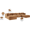  Manufacturer Color_Saddle -- Shaggy 140" Saddle Corduroy Performance Fabric Upholstered 6 pc Modular Sectional IMAGE 12