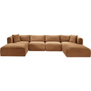  Manufacturer Color_Saddle -- Shaggy 140" Saddle Corduroy Performance Fabric Upholstered 6 pc Modular Sectional IMAGE 3