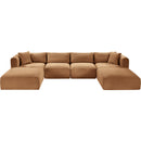  Manufacturer Color_Saddle -- Shaggy 140" Saddle Corduroy Performance Fabric Upholstered 6 pc Modular Sectional IMAGE 6