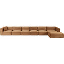  Manufacturer Color_Saddle -- Shaggy 207" Saddle Corduroy Performance Fabric Upholstered 6 pc Modular Sectional IMAGE 6