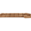  Manufacturer Color_Saddle -- Shaggy 202" Saddle Corduroy Performance Fabric Upholstered 7 pc Modular Sectional IMAGE 3