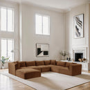  Manufacturer Color_Saddle -- Shaggy 140" Saddle Corduroy Performance Fabric Upholstered 7 pc Modular Sectional IMAGE 2