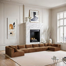  Manufacturer Color_Saddle -- Shaggy 202" Saddle Corduroy Performance Fabric Upholstered 8 pc Modular Sectional IMAGE 2