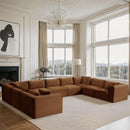  Manufacturer Color_Saddle -- Shaggy 171" Saddle Corduroy Performance Fabric Upholstered 9 pc Modular Sectional IMAGE 2