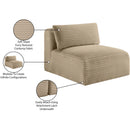  Manufacturer Color_Taupe -- Shaggy Taupe Corduroy Performance Fabric Upholstered Modular Armless Chair IMAGE 10