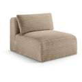  Manufacturer Color_Taupe -- Shaggy Taupe Corduroy Performance Fabric Upholstered Modular Armless Chair IMAGE 1