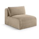  Manufacturer Color_Taupe -- Shaggy Taupe Corduroy Performance Fabric Upholstered Modular Armless Chair IMAGE 1