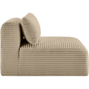 Meridian Shaggy Taupe Corduroy Performance Fabric Armless Chair IMAGE 4