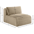  Manufacturer Color_Taupe -- Shaggy Taupe Corduroy Performance Fabric Upholstered Modular Armless Chair IMAGE 9