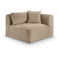  Manufacturer Color_Taupe -- Shaggy Taupe Corduroy Performance Fabric Upholstered Modular Corner Chair IMAGE 1