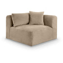 Meridian Shaggy Taupe Corduroy Performance Fabric Corner Chair IMAGE 1