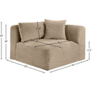 Meridian Shaggy Taupe Corduroy Performance Fabric Corner Chair IMAGE 9