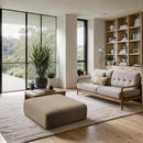  Manufacturer Color_Taupe -- Shaggy Taupe Corduroy Performance Fabric Upholstered Ottoman IMAGE 2