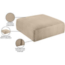  Manufacturer Color_Taupe -- Shaggy Taupe Corduroy Performance Fabric Upholstered Ottoman IMAGE 8
