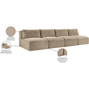  Manufacturer Color_Taupe -- Shaggy 124" Taupe Corduroy Performance Fabric Upholstered 4 pc Armless Modular Sofa IMAGE 11
