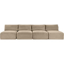  Manufacturer Color_Taupe -- Shaggy 124" Taupe Corduroy Performance Fabric Upholstered 4 pc Armless Modular Sofa IMAGE 3