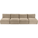  Manufacturer Color_Taupe -- Shaggy 124" Taupe Corduroy Performance Fabric Upholstered 4 pc Armless Modular Sofa IMAGE 6