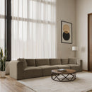  Manufacturer Color_Taupe -- Shaggy 140" Taupe Corduroy Performance Fabric Upholstered 4 pc Modular Sofa IMAGE 2