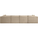 Meridian Shaggy Taupe Corduroy Performance Fabric Modular Sofa IMAGE 5