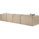 Meridian Shaggy Taupe Corduroy Performance Fabric Modular Sofa IMAGE 7