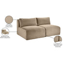  Manufacturer Color_Taupe -- Shaggy 62" Taupe Corduroy Performance Fabric Upholstered 2 pc Armless Modular Loveseat IMAGE 10