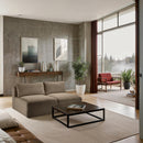 Manufacturer Color_Taupe -- Shaggy 62" Taupe Corduroy Performance Fabric Upholstered 2 pc Armless Modular Loveseat IMAGE 2