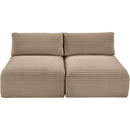  Manufacturer Color_Taupe -- Shaggy 62" Taupe Corduroy Performance Fabric Upholstered 2 pc Armless Modular Loveseat IMAGE 6