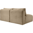  Manufacturer Color_Taupe -- Shaggy 62" Taupe Corduroy Performance Fabric Upholstered 2 pc Armless Modular Loveseat IMAGE 7