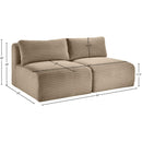  Manufacturer Color_Taupe -- Shaggy 62" Taupe Corduroy Performance Fabric Upholstered 2 pc Armless Modular Loveseat IMAGE 9