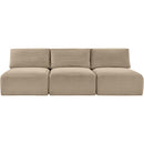  Manufacturer Color_Taupe -- Shaggy 93" Taupe Corduroy Performance Fabric Upholstered 3 pc Armless Modular Sofa IMAGE 3