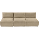 Meridian Shaggy Taupe Corduroy Performance Fabric Modular Sofa IMAGE 6
