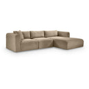  Manufacturer Color_Taupe -- Shaggy 114" Taupe Corduroy Performance Fabric Upholstered 3 pc Modular Sectional IMAGE 1