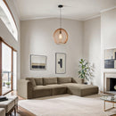  Manufacturer Color_Taupe -- Shaggy 114" Taupe Corduroy Performance Fabric Upholstered 3 pc Modular Sectional IMAGE 2