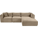  Manufacturer Color_Taupe -- Shaggy 114" Taupe Corduroy Performance Fabric Upholstered 3 pc Modular Sectional IMAGE 6