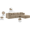  Manufacturer Color_Taupe -- Shaggy 109" Taupe Corduroy Performance Fabric Upholstered 4 pc Modular Sectional IMAGE 13