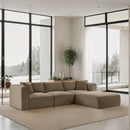  Manufacturer Color_Taupe -- Shaggy 109" Taupe Corduroy Performance Fabric Upholstered 4 pc Modular Sectional IMAGE 2