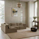 Manufacturer Color_Taupe -- Shaggy 109" Taupe Corduroy Performance Fabric Upholstered 4 pc Modular Sectional IMAGE 2