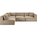  Manufacturer Color_Taupe -- Shaggy 109" Taupe Corduroy Performance Fabric Upholstered 4 pc Modular Sectional IMAGE 3