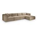  Manufacturer Color_Taupe -- Shaggy 145" Taupe Corduroy Performance Fabric Upholstered 4 pc Modular Sectional IMAGE 1