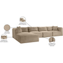 Manufacturer Color_Taupe -- Shaggy 140" Taupe Corduroy Performance Fabric Upholstered 5 pc Modular Sectional IMAGE 13